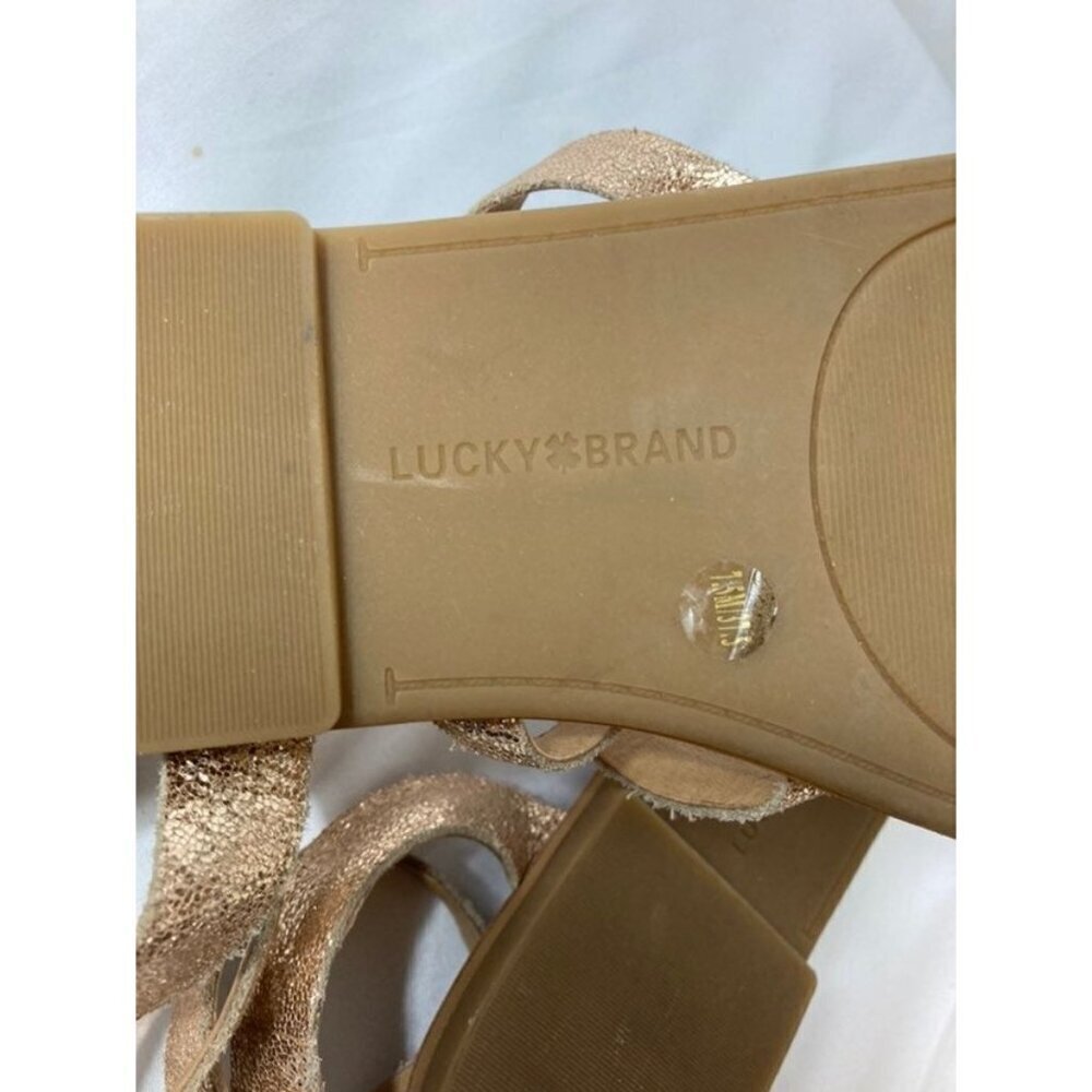 Womens Lucky Brand‎ Leather Strappy Ankle Wrap Sandals Rose Gold 7.5 - Picture 6 of 8